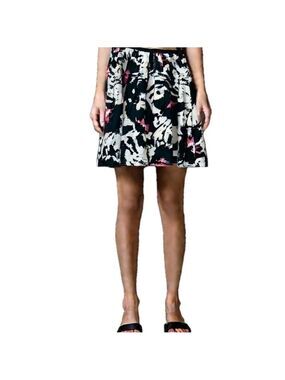 Vintage Willi Smith Skirt, A-line Knee Length Circle Skirt White Black Hot Pink
